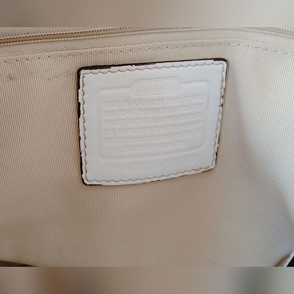 AUTHENTIC COACH JACQUARD SIGNATURE C AND GENUINE WHITE LEATHER HAND/SHOULDER BAG - Picture 10 of 11